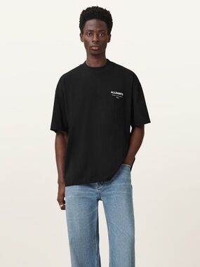 AllSaints Black Tee with White Logo